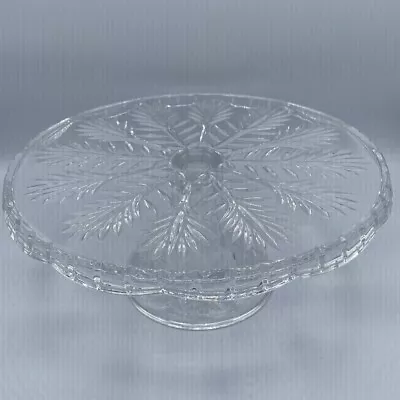 Vintage Glass Cake Stand Pedestal Plate Snowflake Pattern 11 In • $24.95