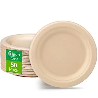 Paper Plates 6 Inch 50 Pack Small Paper Plates Eco Friendly Disposable Plates Ma • $15.58