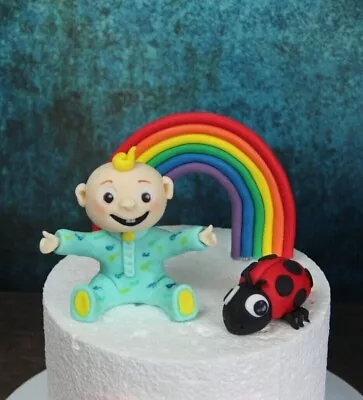 Cocomelon JJ Inspired Edible Handmade Baby Ladybird & Rainbow Cake Topper  • £39.99