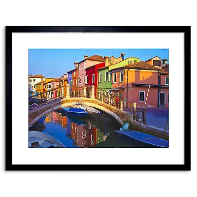 Photo Cityscape Venice Italy Burano Bridge Canal Framed Print 9x7 Inch • £15.99