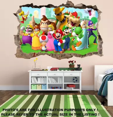 Super Mario Cart Hole In Wall Sticker Art Decal Decor Kids Bedroom Decoration • £3.89