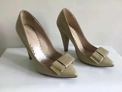 Mulberry Ladies Beige Leather Bow Court Shoes Heels. UK 5.5. Used Good Condition • £35