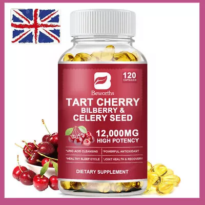 Tart Cherry Extract 120 Capsules 12000mg Joint & Sleep Support High Strength~ • £15.58