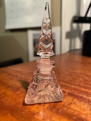 Vintage Cut Clear Crystal Small Perfume Bottle MUST SEE • $12.99