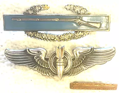 Vtg MILITARY PIN LOT Gold And Silver Plate BOMBER PILOT WINGS Meyer NY RIFLE Gun • $29