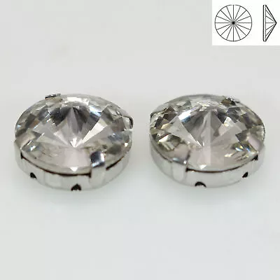 20 Silver Clear Crystal Rivoli Rhinestones Gems Rose Montees 12mm Sew On Beads • $2.70