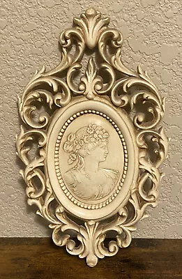 Vintage Burwood Product Co. Victorian Woman Cameo Wall Art Plaque Intricate • $22.88