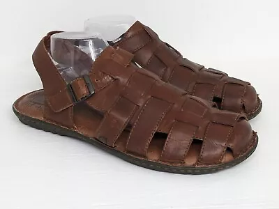 Born Brown Leather Fisherman Sandal Closed Toe Buckle Shoe Mens Size 13  • $34.95