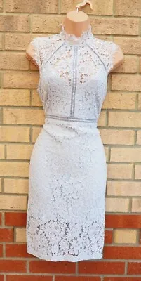 £24.99 • Buy Blue Vanilla Light Blue Crochet Lace Party High Neck Bodycon Wedding Dress 10 S