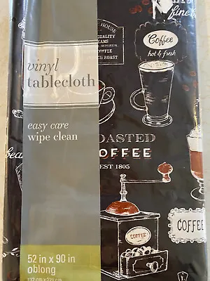 Coffee Printed VINYL Oblong TABLECLOTH 52 X90  • $11.97