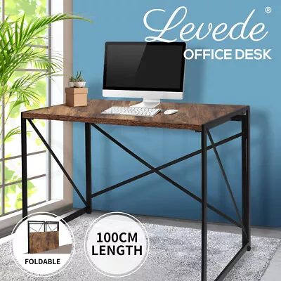 $93.99 • Buy Levede Office Desk Computer Work Student Study Metal Foldable Home Table Oak