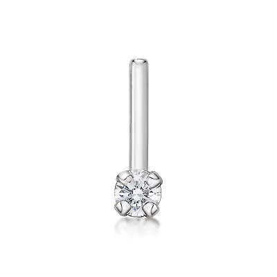 20 Gauge 0.25 Carat Lab Grown Diamond L-Shaped Nose Ring In 14K White Gold • $44.99