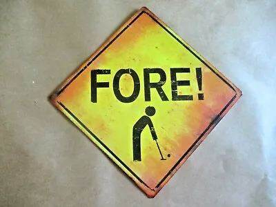 Vtg - FORE Golf Sign - Metal - Home Office Den Decor • $8