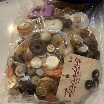 Mother Of Pearl Shell Buttons 6+ Ounces Antique Vintage Mixed Lot Assorted & Tin • $19.99