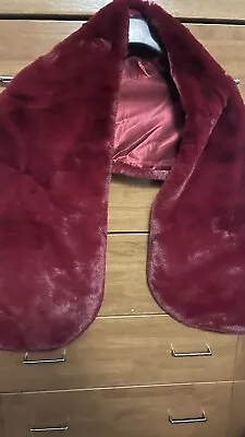 Coast Burgandy Red Faux Fur Shrug Over Shoulder One Size • £10