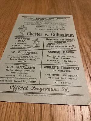£1.99 • Buy Chester Fc V Gillingham 1958/9 Football Programme