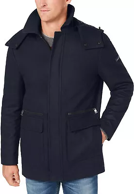 Calvin Klein Mens Wool Duffle Coat Large Blue Heather - NWT $320 • $110