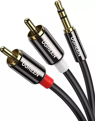 UGREEN RCA To 3.5mm Cable Phono Mini Jack Stereo Lead Gold-plated Red And White • £9.41