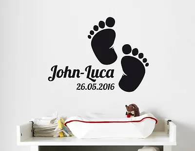 £15.23 • Buy Wall Stickers: Baby Taper + Name + Date Baby Birth Girl Boy Decoration Wall Tattoo
