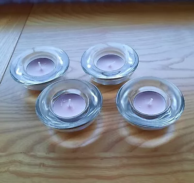 £1.50 • Buy Four Glass Tea Light Holders Excellent Condition 