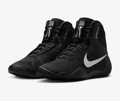 NEW Nike Tawa Flyknit Black Metallic Silver Wrestling Boxing Shoes Men’s Size 9 • $129.99