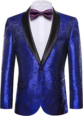 Barry.Wang Mens Blazer Suit Paisley Sport Coat Jacket Lightweight Regular Tuxedo • $169.15