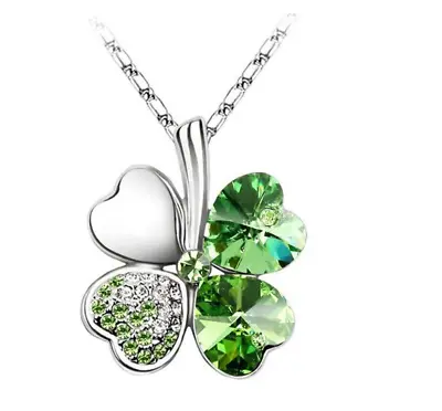Four Leaf Clover  Swarovski Element Crystal Pendant Necklace   • $6.99