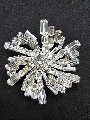 Vintage Dior Era Rare Signed Kramer Of New York Clear Rhinestone Brooch • $2.25