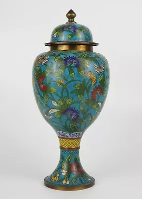 Large Antique Chinese Cloisonné Flower Ewer Vase & Cover 19th C QING • $16.79