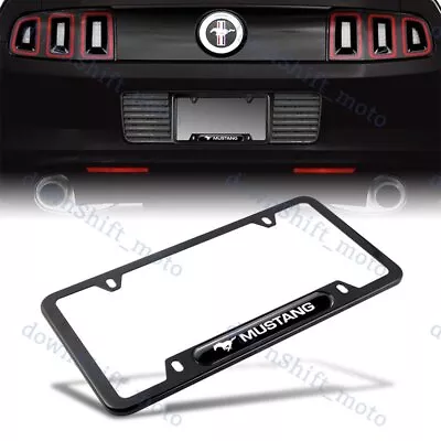 For 1PCS MUSTANG Black License Plate Frame Stainless Steel Metal New • $12.99