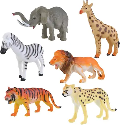 £11.52 • Buy Toddmomy 6pcs Plastic Animal Models Tiger Leopard Lion Giraffe Zebra Elephant