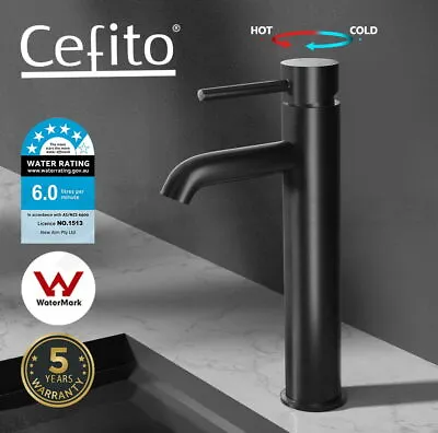 Cefito Bathroom Taps Basin Mixer Tap Laundry Faucet Sink Swivel Black • $58.95