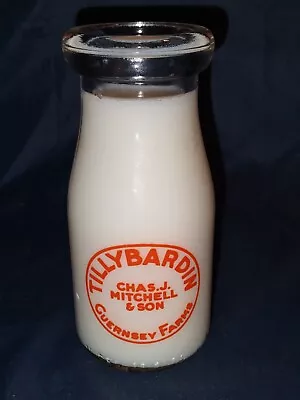 Milk Bottle Pint Scripted Tillybardin Chas. J. Mitchell & Son Guernsey Farms • $12