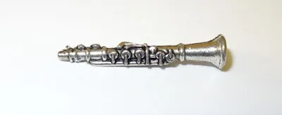 Dollhouse Small Silver Metal Clarinet Detailed Doll House Miniature Instrument • $3.49