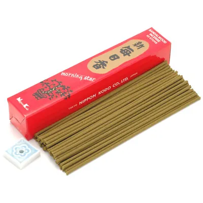 Japanese Nippon Kodo Morning Star SANDALWOOD Incense 50 Sticks W/ Incense Holder • $7.95