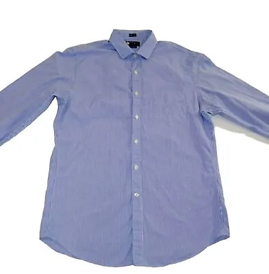 J. Crew Haberdashery Men's Dress Shirt Large 16 - 16.5 Blue White Gingham Check • $15.24