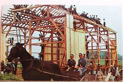 Pennsylvania PA Dutch Country Amish Barn Raising Postcard Old Vintage Card View • $0.50