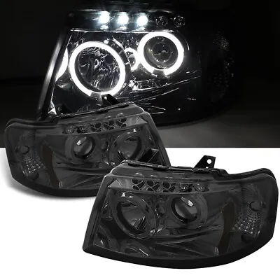 2003-2006 Ford EXPEDITION New Twin Halo Projector Smoke LED Headlight Lamp Set • $168.65