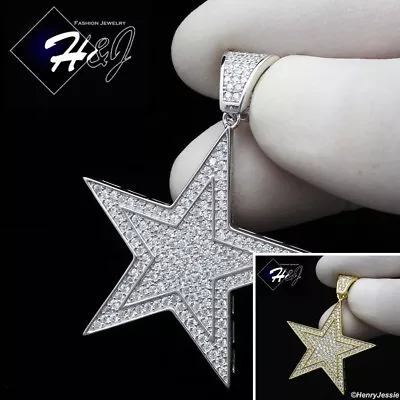 Men 925 Sterling Silver Icy Bling Cz Gold Plated/silver 3d Star Pendant*sp206 • $36.99