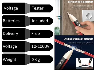 £3.69 • Buy New Voltage Pen Electric LED Power Alert Detector Tester Non Contact + Batteries