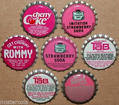 Vintage Soda Pop Bottle Caps PINK COLORS Lot Of 7 Different Unused New Old Stock • $7.64