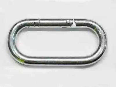 10MM Zinc Plated Oval Carbine Hook - Ring Inwards Lock Snap Clip Attach Spring • £4