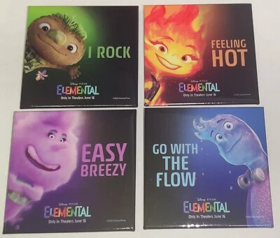 $9.99 • Buy 2023 Disney/pixar Elemental Movie Promotional Set Of 4 Different Lapel Pins 2.5 