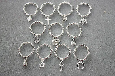 REDUCED! Silver Plated Beads & Silver Tone Dangle Charm Stretch Thumb Toe Ring • £1.99