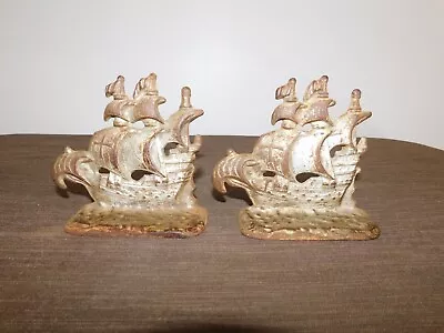 Vintage  Desk 4  High Pair Of 1928 Pirate Galleon Sailing Ships Bookends • $69.99