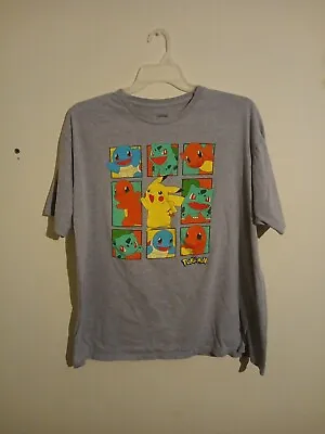 Pokemon T Shirt Adult 2XL Pikachu Bulbasaur Charmander Squirtle Very Light Crack • $8.99