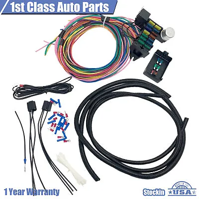 $38.99 • Buy 14 Fuse Circuit Wire Harness Hot Rat Muscle Rod Wiring Wires 2012-2014 Universal