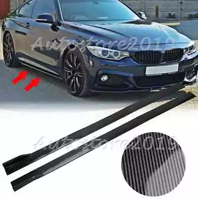 For BMW F30 F80 M3 E90 Series 86.6'' Side Skirts Extension Carbon Fiber Style US • $62.95