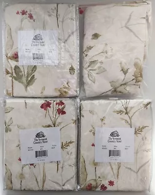 The Vermont Country Store 4 Curtain Panels 50  X 84  3 NIP! NEW! Floral Natural • $39.95