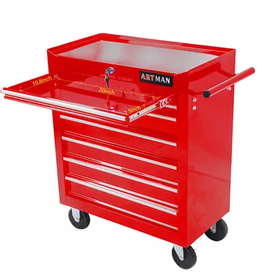 7 Drawers Rolling Tool Cart Storage Cabinet Toolbox Organizer W/ Wheels Red • $218.99